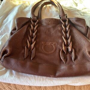 Salvatore Ferragamo Brown Leather Shoulder Bag